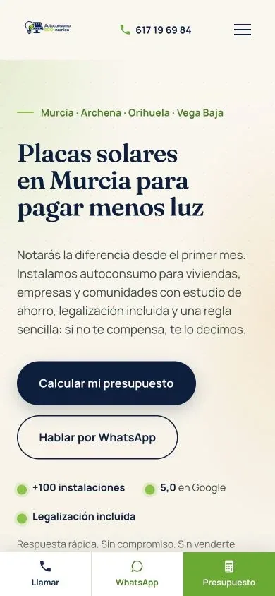 Oferta, información y acceso al presupuesto en móvil.