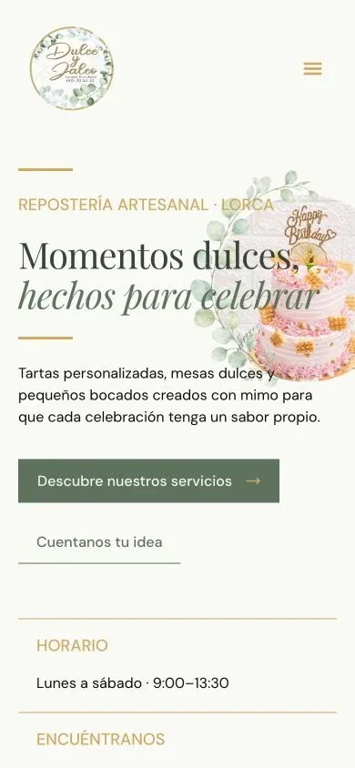 La presentación del obrador en una pantalla móvil.