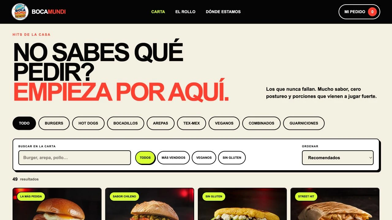 Interfaz de Bocamundi en escritorio